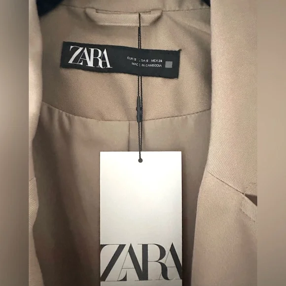 NWT Zara cropped trench jacket in taupe brown. - Picture 5 of 7